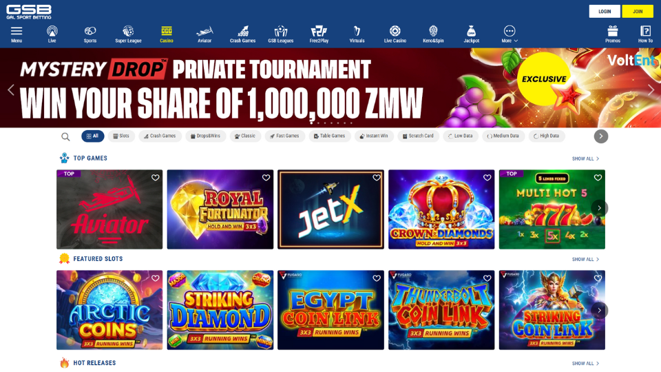 GSB Zambia Casino screenshot